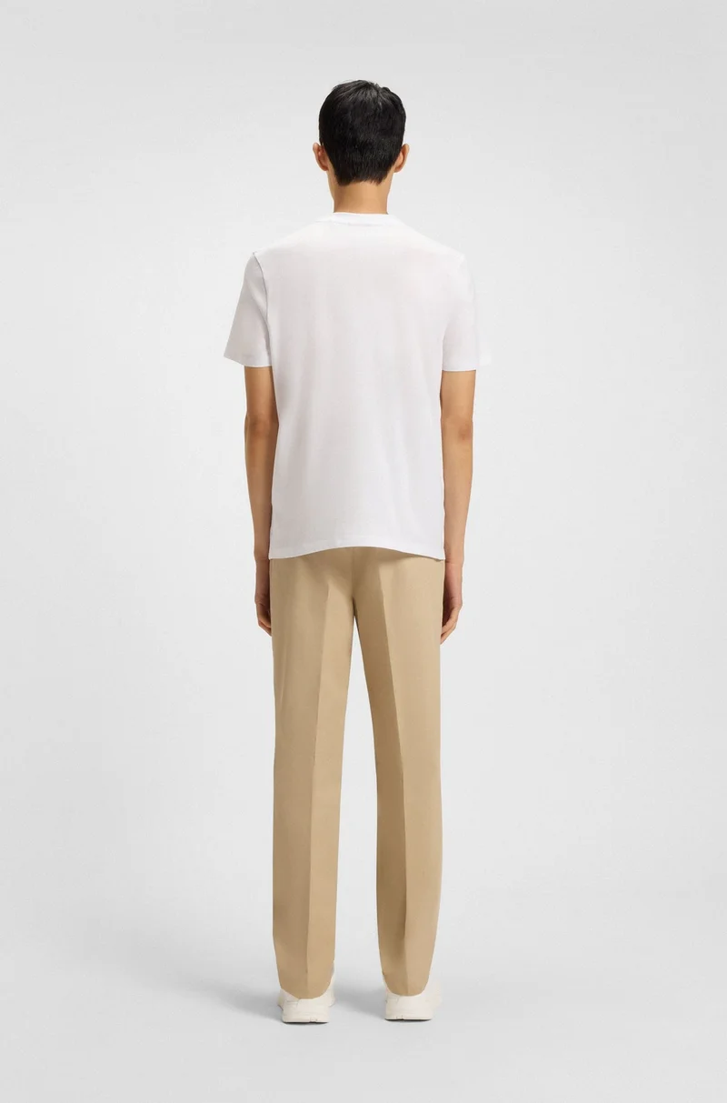 HUGO White Cotton-jersey T-shirt with stripe and logo for Men | Best Price UAE