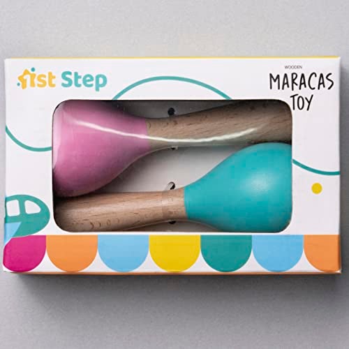 1st Step Wooden Maracus Toys (Pink & Mint Green) - Image 2
