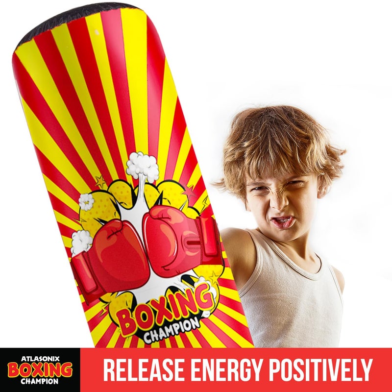 Atlasonix Kids Punching Bag Boys Boxing Gifts Toys Age 4-8-12 Year Old Inflatable Kick Dummy Standing Punch Box Karate Taekwondo Equipment Birthday Party Gift - Image 3