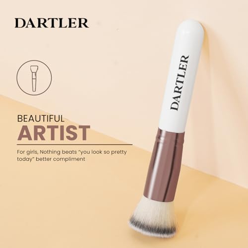 Dartler's Premium Foundation Brush for Liquid, Cream, Powder - Kabuki Flat Face Blending Brush - Soft Essential Makeup Tool for Women | White, Pack of 1 - Image 3