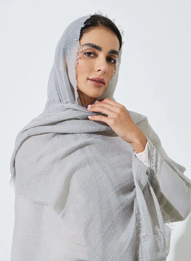 أميرة طرحة مجعدة سادة - رمادي
