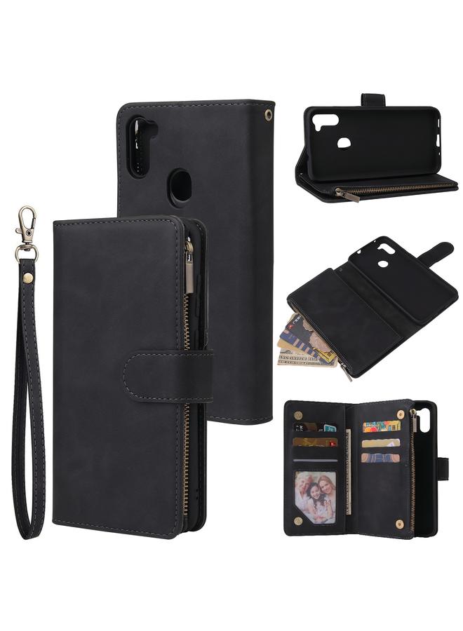 S-TOP Case For Samsung Galaxy A11 EU Multifunctional Frosted Zipper Wallet Leather Phone Case - Image 1