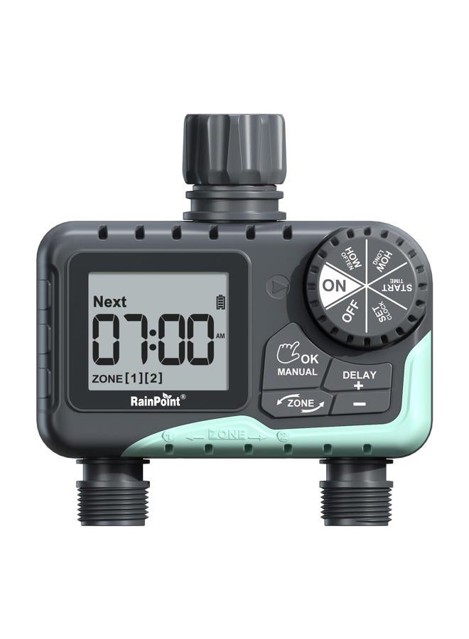 RAINPOINT Water Timer for Garden Hose - 2 Zone Sprinkler Timer with Rain Delay/Manual Watering/Automatic Irrigation Controller System - Water Hose Timer Programmable Faucet Timer for Yard Lawn - Image 1