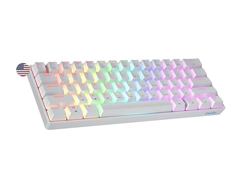 Geeky GK61 SE 60% | Mechanical Gaming Keyboard | 61 Keys Multi Color RGB LED Backlit for PC/Mac Gamer | ANSI US American Layout (White, Mechanical Red) - Image 1