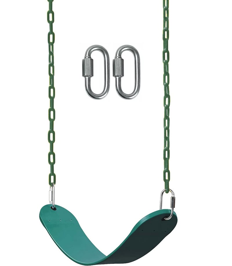 REZNOR Flexible Swing Seat Set for Kids/Adults Outdoor Park Garden Tree Backyard with 60 Plastic Coated Chain, Weight Support Upto 150Kg, Green, (6 X 26 X 60Inch) - Image 1