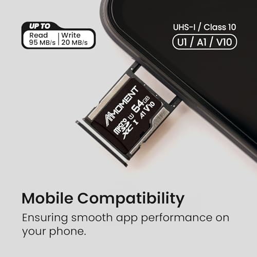 MMOMENT 64GB Micro SDHC Card, A1, UHS-I, U1, V10, Class 10 Compatible, Read Speed Up to 95 MB/s, SD Adapter Included - Image 2