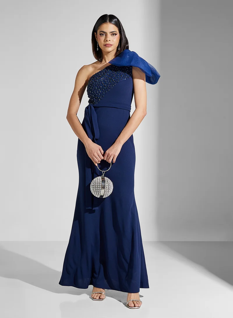 نمشي x One-Shoulder Evening Dress