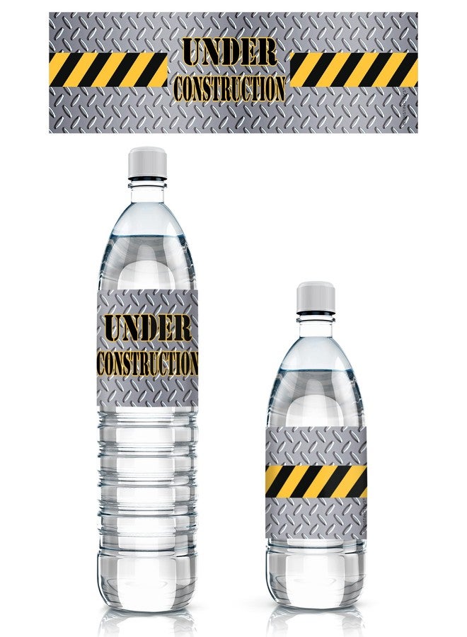 DISTINCTIVS Under Construction Party Water Bottle Labels, Construction Birthday Decorations - 20 Stickers - Image 1
