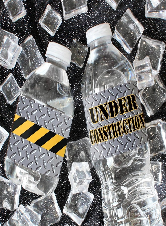 DISTINCTIVS Under Construction Party Water Bottle Labels, Construction Birthday Decorations - 20 Stickers - Image 2