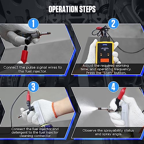 AUTOOL Fuel Injector Tester and Cleaner 12V & High Volt, Fuel Injector Cleaning Tool Kit for GDI, Adjustable Pulse Width RPM, Two Injectors Test Simultaneously - Image 5