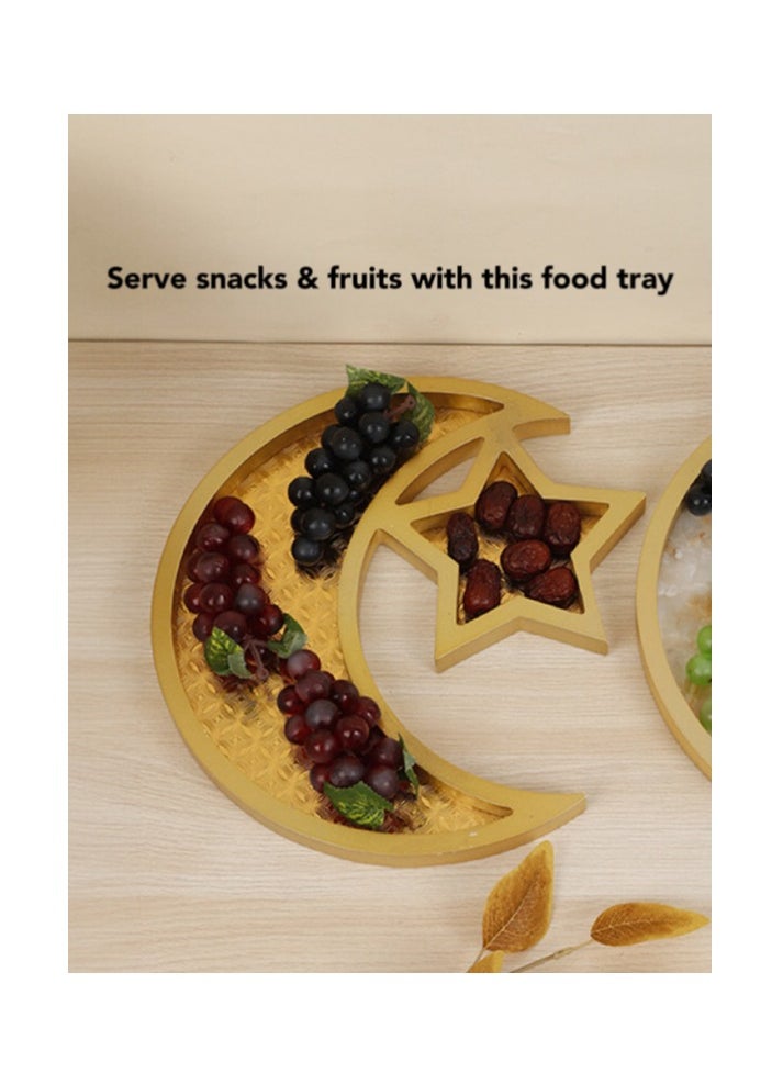Oasis Casa Wooden Eid Mubarak Dessert Tray, Ramadan Kareem Moon Star ServingTray, Wooden Food Platter Date Plates Serving Tableware Tray Display Home Decoration for Parties, Weddings, Muslim Islamic Gift  - Image 3