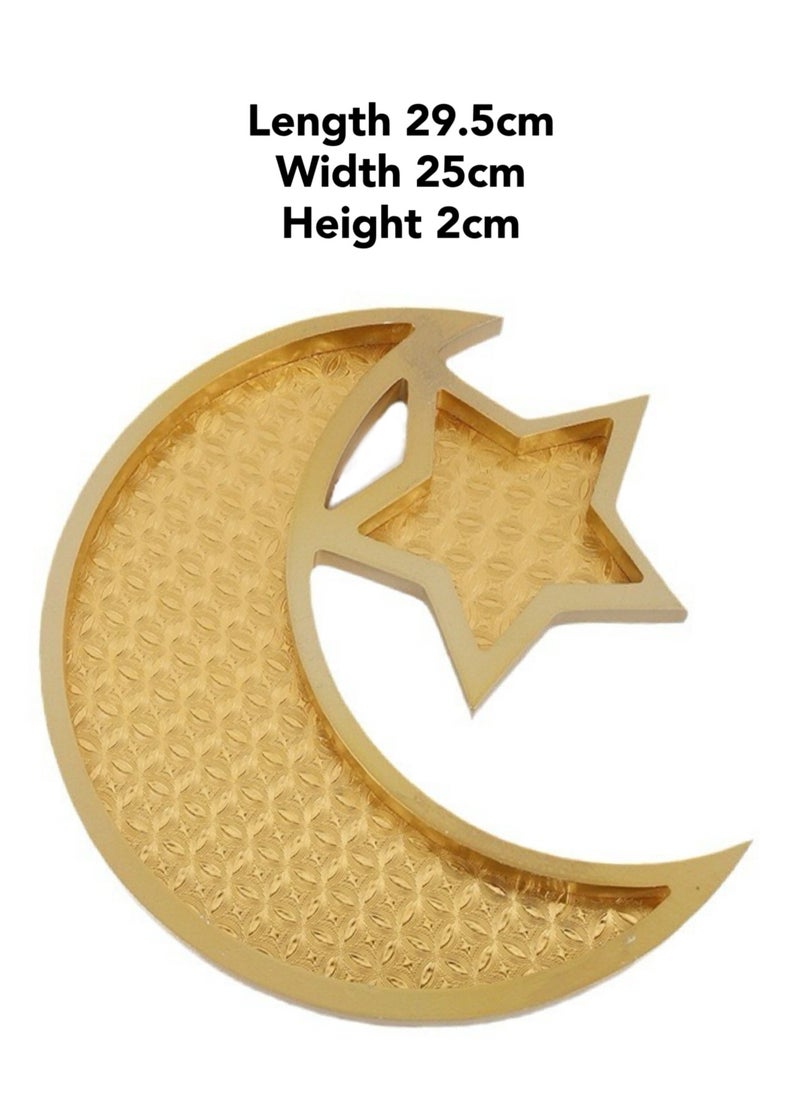 Oasis Casa Wooden Eid Mubarak Dessert Tray, Ramadan Kareem Moon Star ServingTray, Wooden Food Platter Date Plates Serving Tableware Tray Display Home Decoration for Parties, Weddings, Muslim Islamic Gift  - Image 5