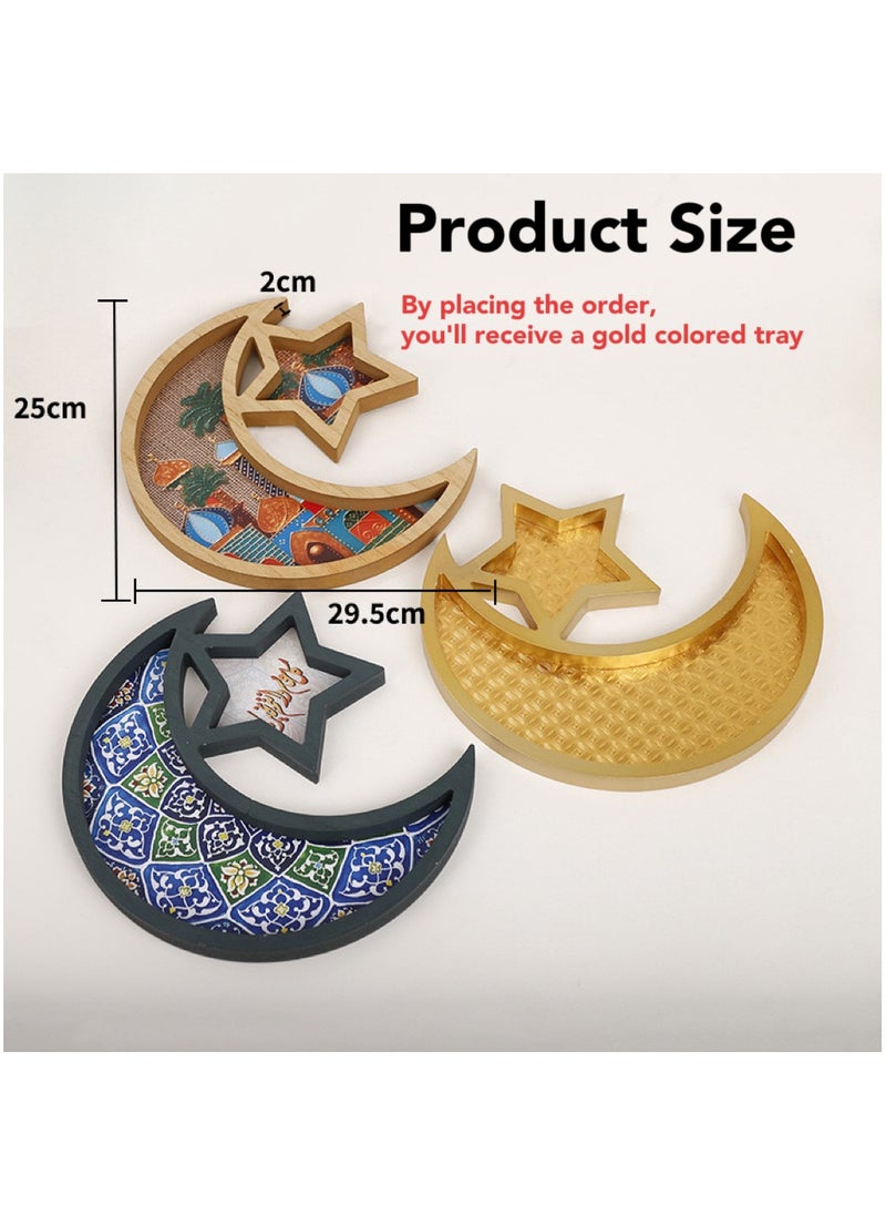 Oasis Casa Wooden Eid Mubarak Dessert Tray, Ramadan Kareem Moon Star ServingTray, Wooden Food Platter Date Plates Serving Tableware Tray Display Home Decoration for Parties, Weddings, Muslim Islamic Gift  - Image 4