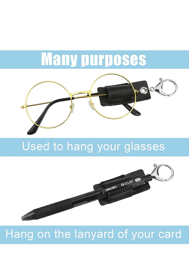 Generic - 6PCS Portable PU Leather Pen Holder with Anti-Lost Strap for Office, Meetings & Keychains - Black - Image 1
