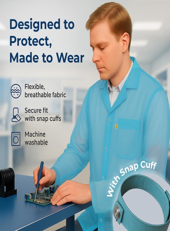 StaticTek ESD Jacket with Snap Cuff - Level 3 Certified Anti-Static Smock - Lightweight Protective Workwear for Electronics & Labs, Black, XS - Image 5