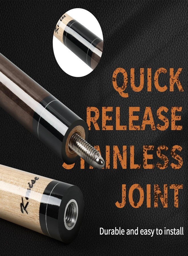 Kmise Pool Cue Stick 18oz, 58'' Canadian Maple Low-Deflection Billiard Cue with 13mm Leather Tip, Light Control Billiard Pool Sticks for Adults/Beginners, Brown Wood Grain Butt & 3D Anti-Slip Grip - Image 5
