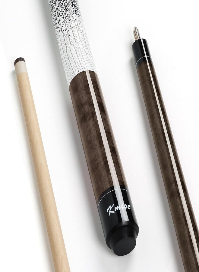 Kmise Pool Cue Stick 18oz, 58'' Canadian Maple Low-Deflection Billiard Cue with 13mm Leather Tip, Light Control Billiard Pool Sticks for Adults/Beginners, Brown Wood Grain Butt & 3D Anti-Slip Grip - Image 1