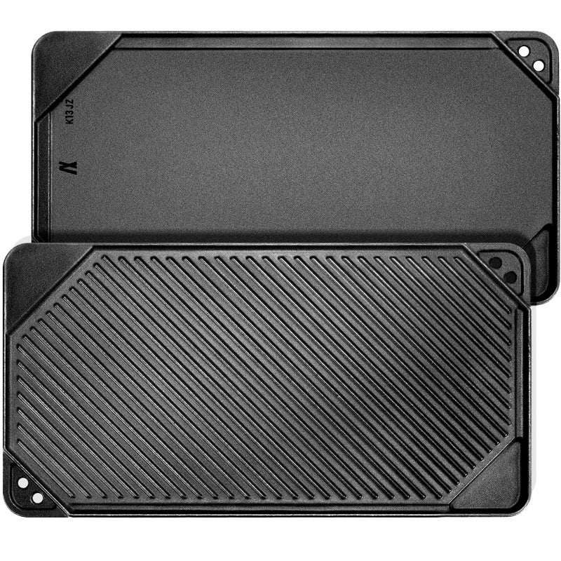 GGC Cast Iron Reversible Griddle, Double-sided Griddle pan for Indoor and Outdoor Cooking, 20 x 10.5 Baking Flat and Ribbed Griddle Plate for Stove Tops, Gas Grills and Camping - Image 1