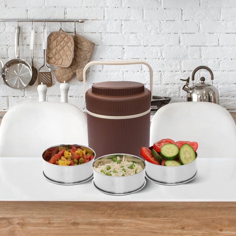 Jaypee Plus Ribbline 3 Steelness Steel Container Brown Electric Lunch Box - Image 5