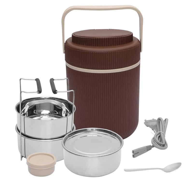 Jaypee Plus Ribbline 3 Steelness Steel Container Brown Electric Lunch Box - Image 3