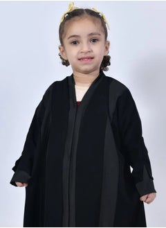 lamha abaya Black abaya for girls closed with crackling with matte and shiny fabric  - Image 2