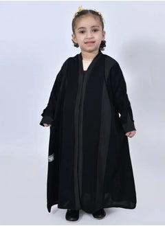 lamha abaya Black abaya for girls closed with crackling with matte and shiny fabric  - Image 1