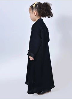 lamha abaya Black abaya for girls closed with crackling with matte and shiny fabric  - Image 3