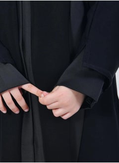 lamha abaya Black abaya for girls closed with crackling with matte and shiny fabric  - Image 4