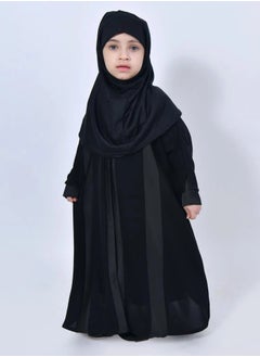lamha abaya Black abaya for girls closed with crackling with matte and shiny fabric  - Image 5