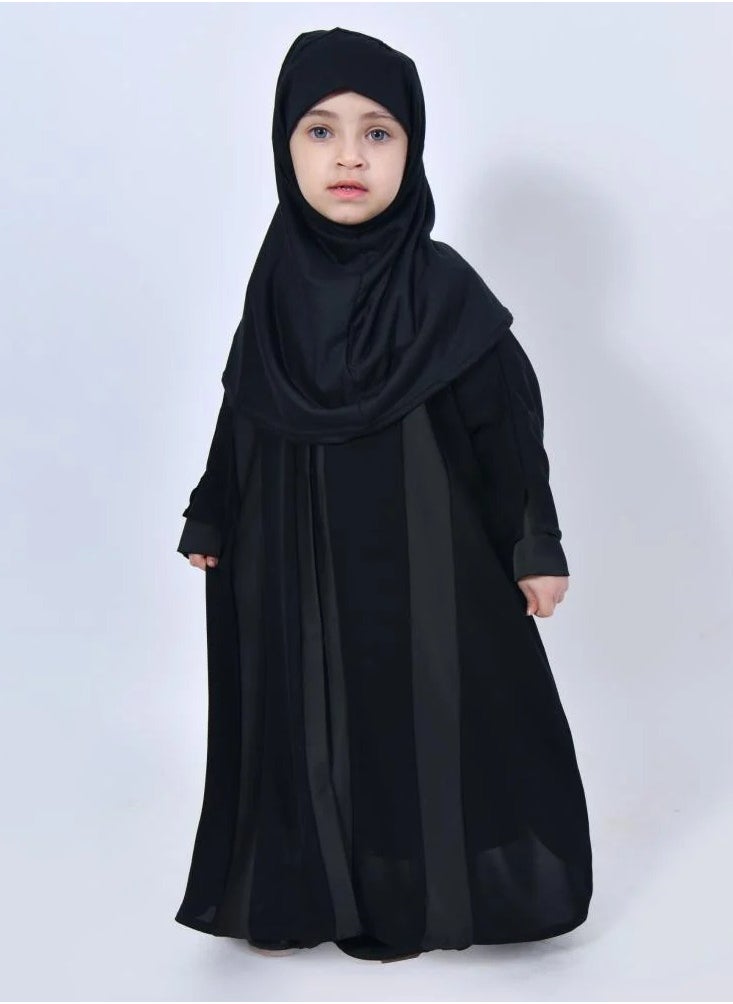 lamha abaya - Black abaya for girls closed with crackling with matte and shiny fabric - Image 1