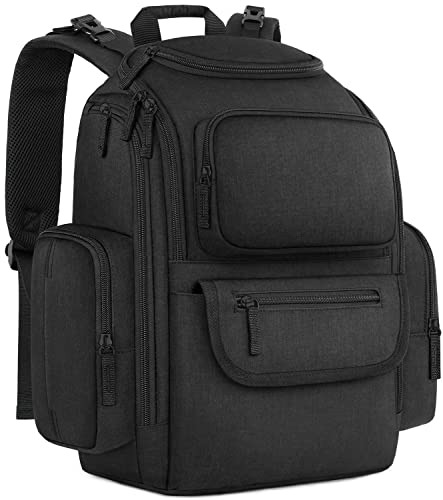 Mancro Diaper Bag Backpack Multifunctional Dad Diaper Bag with 2 Side Insulated Pockets Travel Water Resistant Baby Diaper Backpack for Men Women with Stroller Straps Black