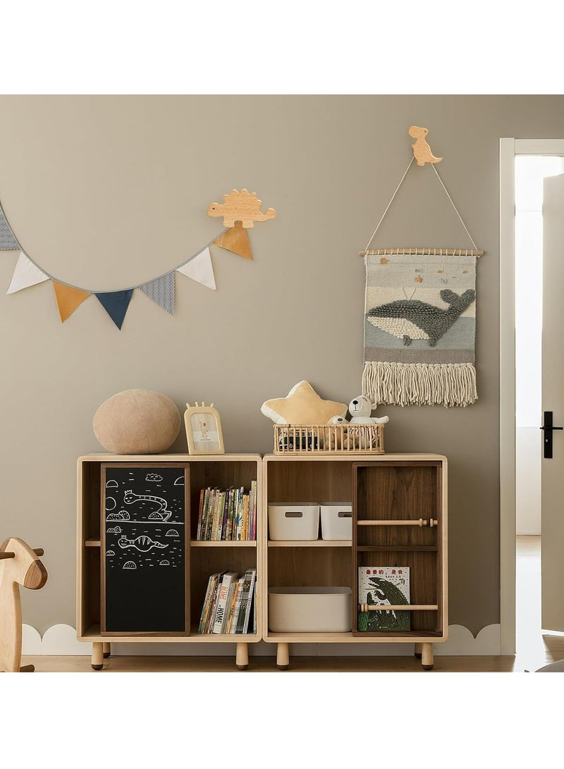 6 قطع خطافات حائط من خشب الديناصورات لحضانة الأطفال، طلاء طبيعي - Image 5