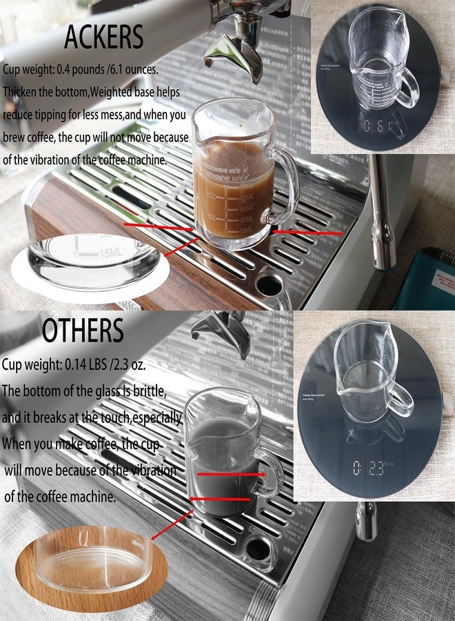 Ackers BORO3.3 Ackers Etched Scale Espresso cup with Handle, Thickened Bottom and Wall, Double V-Shaped Spout,2.5OZ Milk Frothing Pitcher,75ML Milk Cup with Handle, Espresso Accessory(Pack of 2) - Image 3