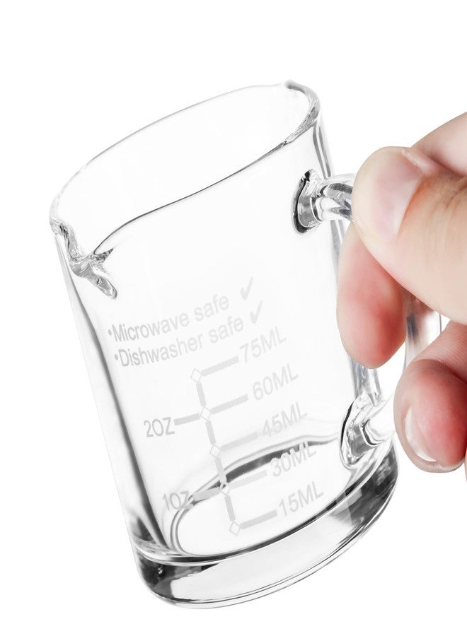 Ackers BORO3.3 Ackers Etched Scale Espresso cup with Handle, Thickened Bottom and Wall, Double V-Shaped Spout,2.5OZ Milk Frothing Pitcher,75ML Milk Cup with Handle, Espresso Accessory(Pack of 2) - Image 1