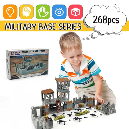ZHX Military Base Building Brick Set for Army Minifigure War Accessories Defence Base Guard Tower Guns Weapons Building Block Toy for Kids 8 10 12 14 Years - Image 5