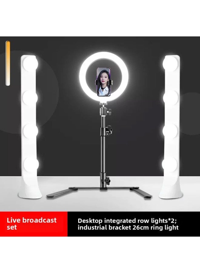 Live Light Supplementing Computer Anchor Desktop Special Beauty Rejuvenation Live Room Double Row LED Shake Audio And Video Ling Yue-Specifications:【professional Model☆3500lm】 Double Row 8 Bulbs + 2 - Image 1