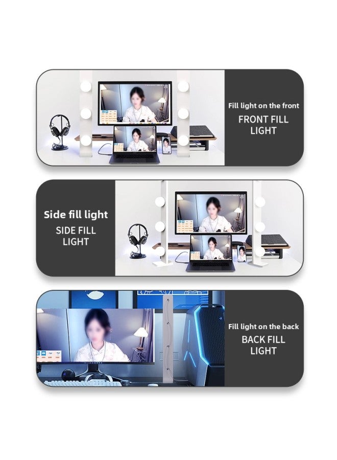 Live Light Supplementing Computer Anchor Desktop Special Beauty Rejuvenation Live Room Double Row LED Shake Audio And Video Ling Yue-Specifications:【professional Model☆3500lm】 Double Row 8 Bulbs + 2 - Image 5