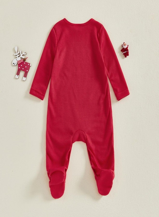 PMIYS Baby Boys Christmas Outfits Long Sleeve Letter Print Rompers Newborn Girls Xmas Clothes (01 Red, 0-3 Months) - Image 4