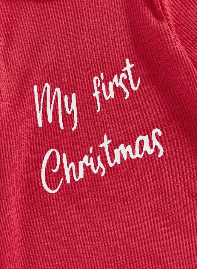 PMIYS Baby Boys Christmas Outfits Long Sleeve Letter Print Rompers Newborn Girls Xmas Clothes (01 Red, 0-3 Months) - Image 5