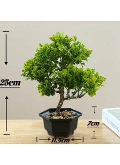 Generic Artificial Plant Potted Plants Simulation Green Plant Decoration Suitable for Office Home Furnishings Living Rooms Bedrooms Height 25cm Plastic Flower Pots Fake Plants (A-2)  - Image 2