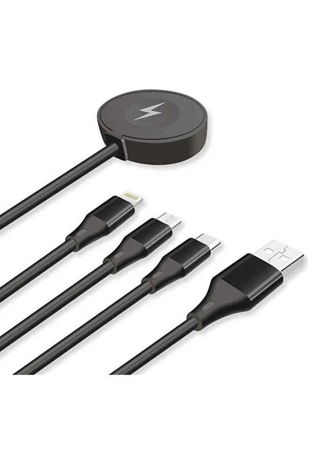 Go-Des 4 In 1 Wireless Smart Watch Charger And Multiple USB Fast Charging Cable For Multi-Purpose - Image 2