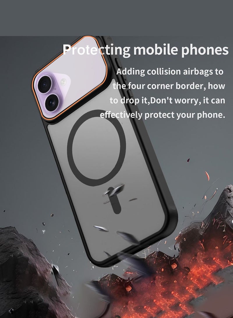 دبليو تيك غطاء خلفي هجين غير لامع شفاف لجهاز آبل آيفون 17 5G 2025 مقاوم للصدمات من البلاستيك الصلب وذو جذب مغناطيسي قوي (MCMPMN) - أسود - Image 3