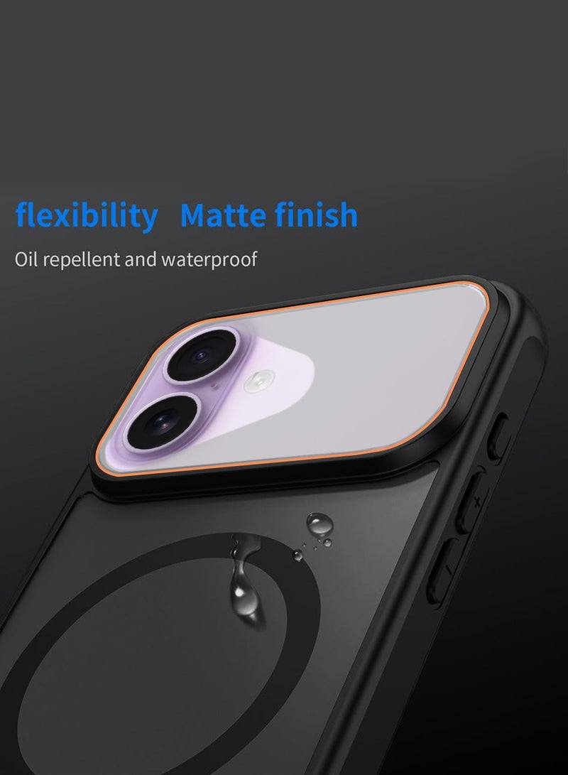 دبليو تيك غطاء خلفي هجين غير لامع شفاف لجهاز آبل آيفون 17 5G 2025 مقاوم للصدمات من البلاستيك الصلب وذو جذب مغناطيسي قوي (MCMPMN) - أسود - Image 2