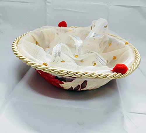 3A Featuretail Decorative basket | Multicolor Flowers Printed Fancy Basket | Wedding Basket Packing (Multicolor flower print round, 9Inch X 5.5Inch X 3Inch Set of 6pc)(Plastic) - Image 3