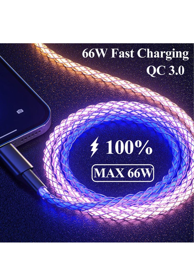 Excefore RGB LED Type C Charger Cord, 66W Fast Charging Cable, Color Gradual Light Up USB Type C Charger Cable, Perfect for Samsung Galaxy S21 S20 S10 S9 S8 Plus and More  - Image 2
