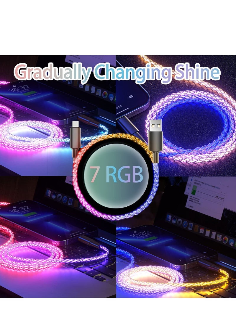 Excefore RGB LED Type C Charger Cord, 66W Fast Charging Cable, Color Gradual Light Up USB Type C Charger Cable, Perfect for Samsung Galaxy S21 S20 S10 S9 S8 Plus and More  - Image 5