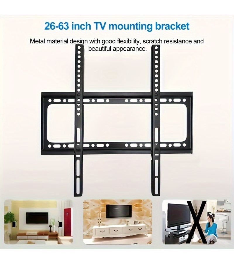 Black Ultra Thin Fixed TV Wall Mount for 26 to 65 Inch VESA 400x400mm 55Lbs Capacity - Image 3