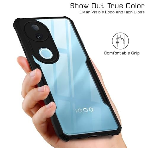 Jkobi Back Cover Case for Vivo iQOO Z10R (Shockproof with Polycarbonate Clear Panel | Professional Black) - Image 3