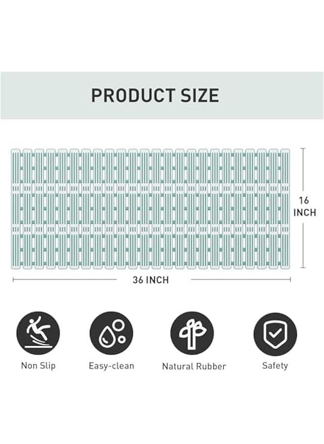 ميكسد Shower Mat Non Slip Bathtub Mat,TPE PP Soft Anti Slip Bath Mat for Tub,Slatted Shower Floor Mat with Powerful Suction Cups and Drain Holes,Easy to Cut,Machine Washable (Green)  - Image 4
