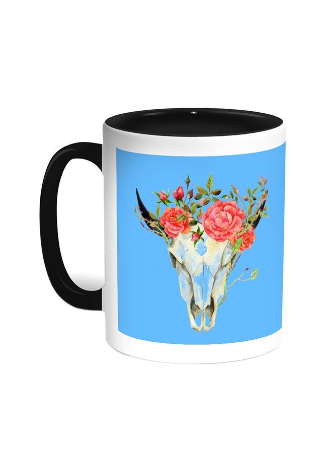 RYN Abstract Art Of The Skull Of A Deer Printed Coffee Mug Black/White 11ounce